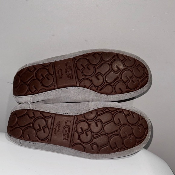 UGG Ansley Slipper Women Size 7 Grey Excellent Suede Wool Lined Moccasin 1106878 - Picture 4 of 9